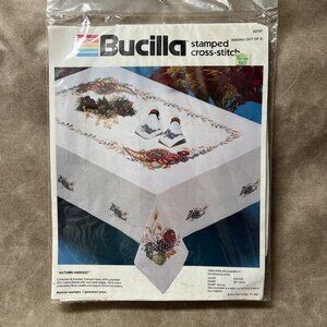 Bucilla Autumn Harvest stamped cross stitch embroidery napkins set 4 kit sealed